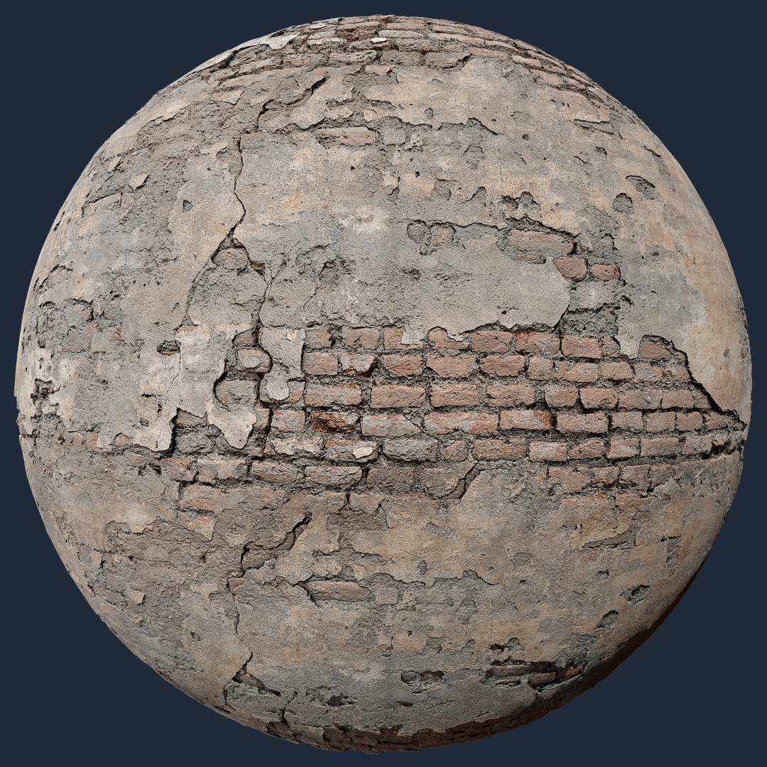Damaged Plaster Brick Wall - damaged plaster brick wall, damaged texture preview image