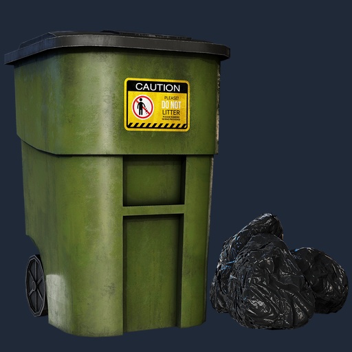 Urban Trash Bin With Garbage Bags - urban trash bin with garbage bags, urban texture